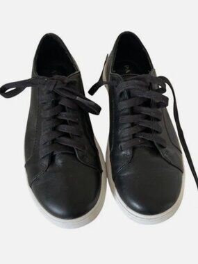Patina Women's Black Leather Sneakers Casual Lace-Up Tennis Shoes Size 37 1/2
